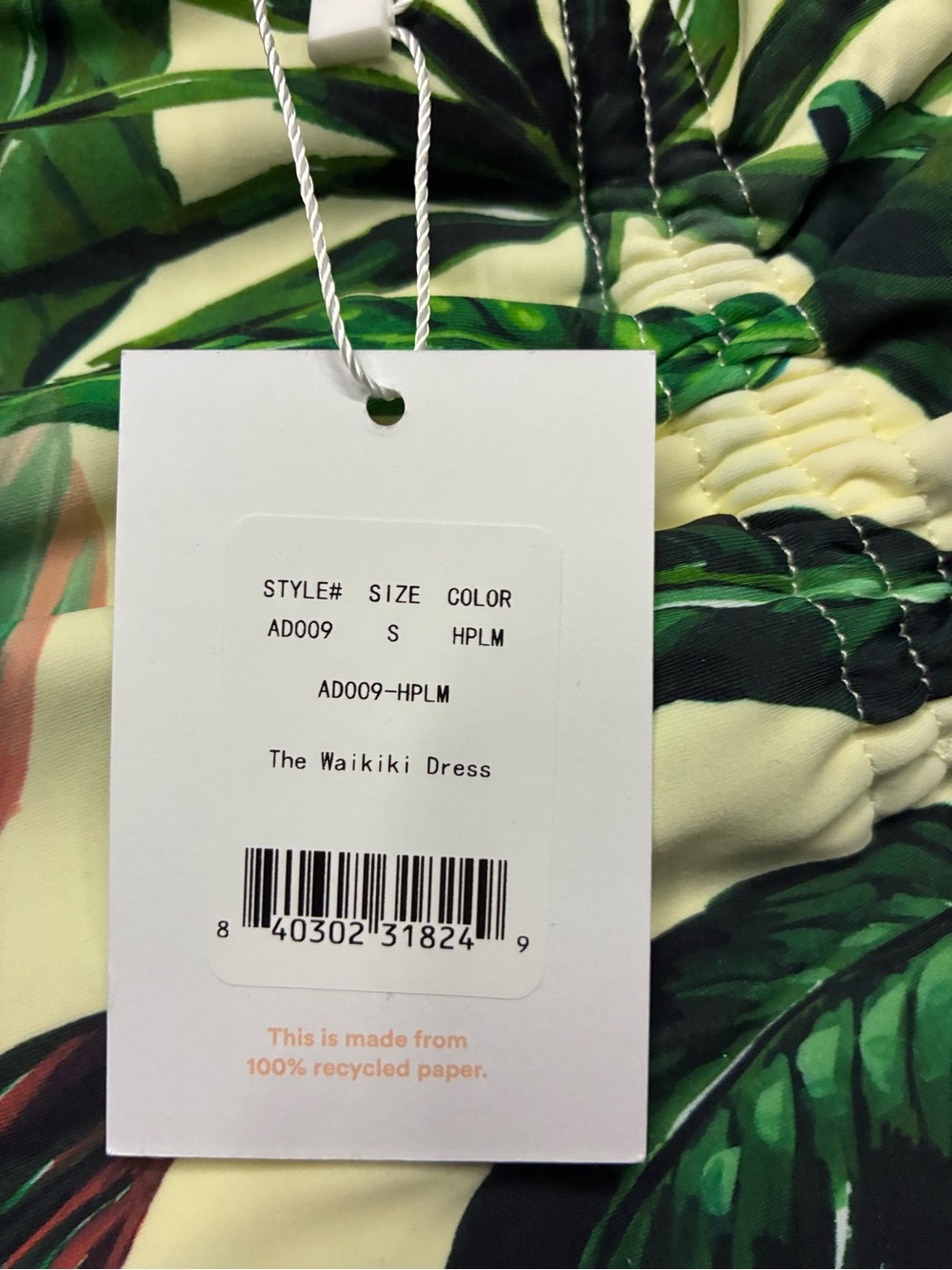 Andie Swim Waikiki Dress / Swim Cover Up Ivory Palm Tropical Print Medium - Picture 6 of 9
